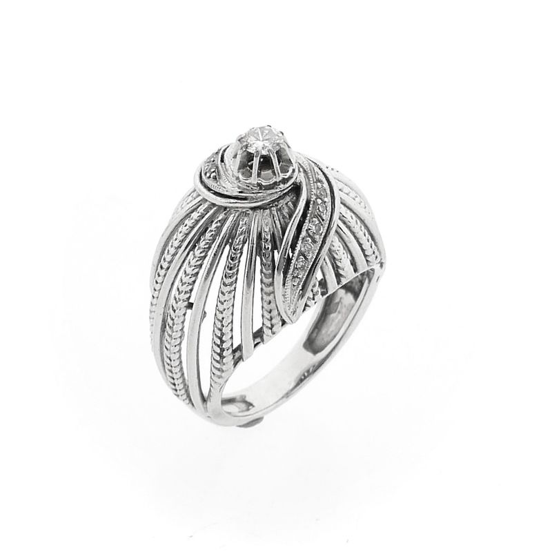 Afbeelding 1 van Witgouden statementring met diamanten; 0,17 ct.