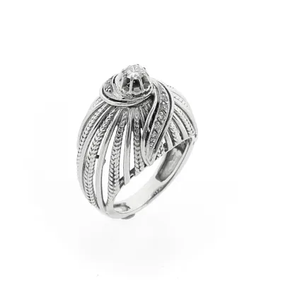 Witgouden statementring met diamanten; 0,17 ct. Afbeelding 1 van Witgouden statementring met diamanten; 0,17 ct.