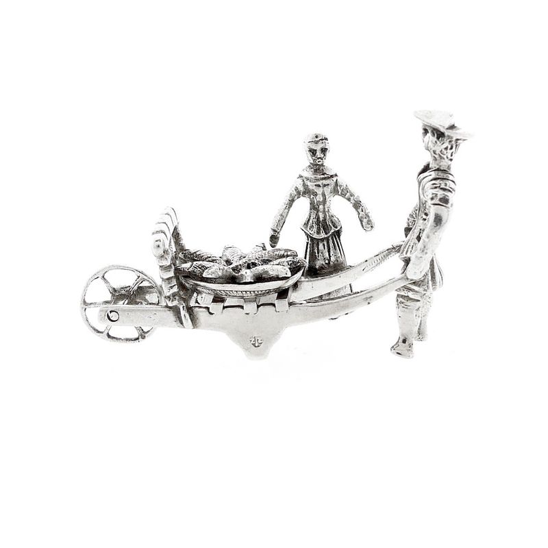 Image 3 of Antique silver statuette of a man and woman with a wheelbarrow
