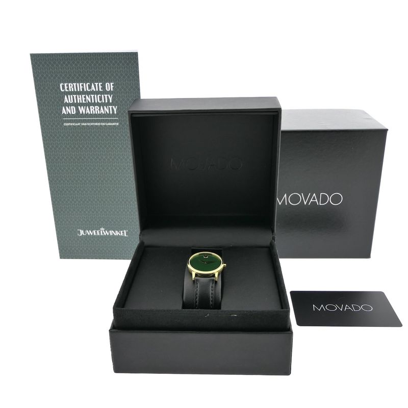 Image 11 of Movado Museum Classic; Gold-plated women's watch with green 'Mother of Pearl' dial; 0607633