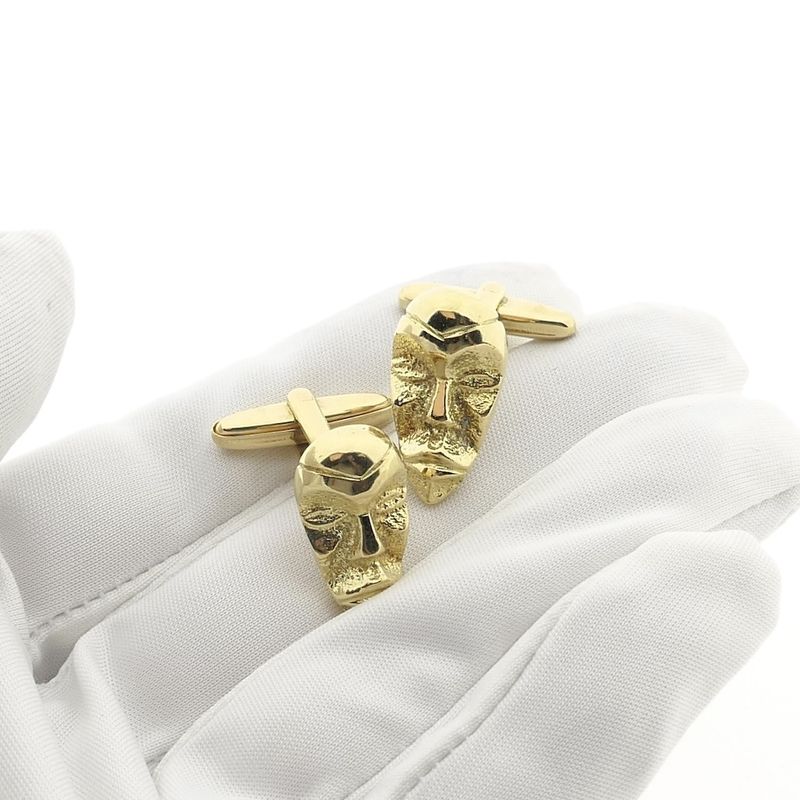 Image 5 of Gold cufflinks with artistic facial shapes