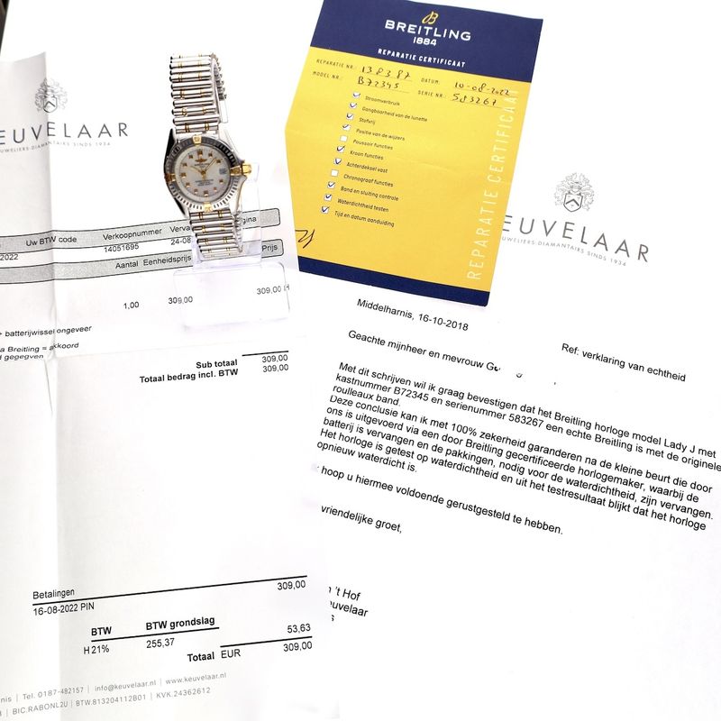 Image 8 of Breitling Callistino 'Mother of Pearl' Gold/Steel Women's Watch