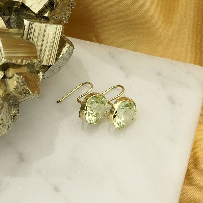Image 2 of Gold earrings with synthetic gemstone from the 60s