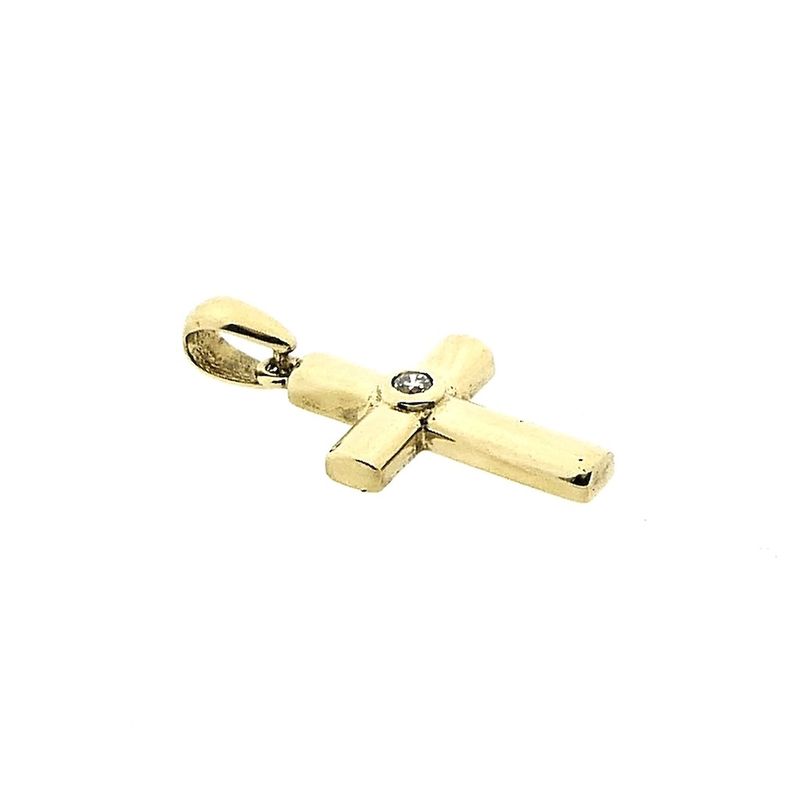 Image 3 of Gold cross pendant with diamond | 0.02 ct.