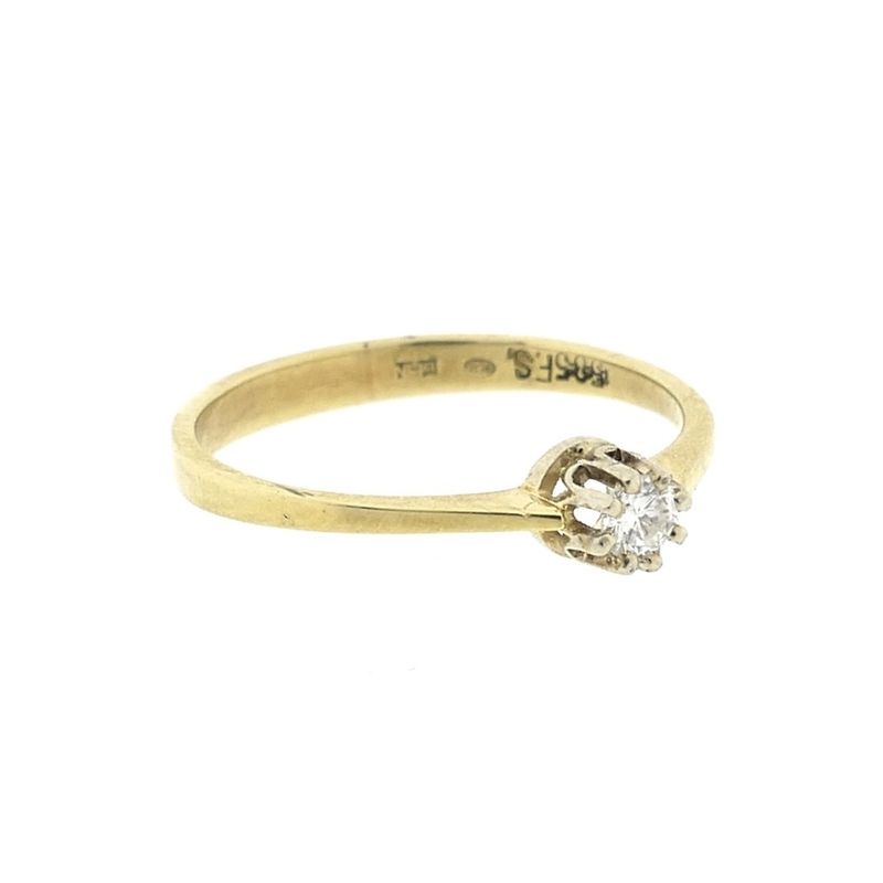 Image 5 of Gold solitaire ring with diamond; 0.10 ct.