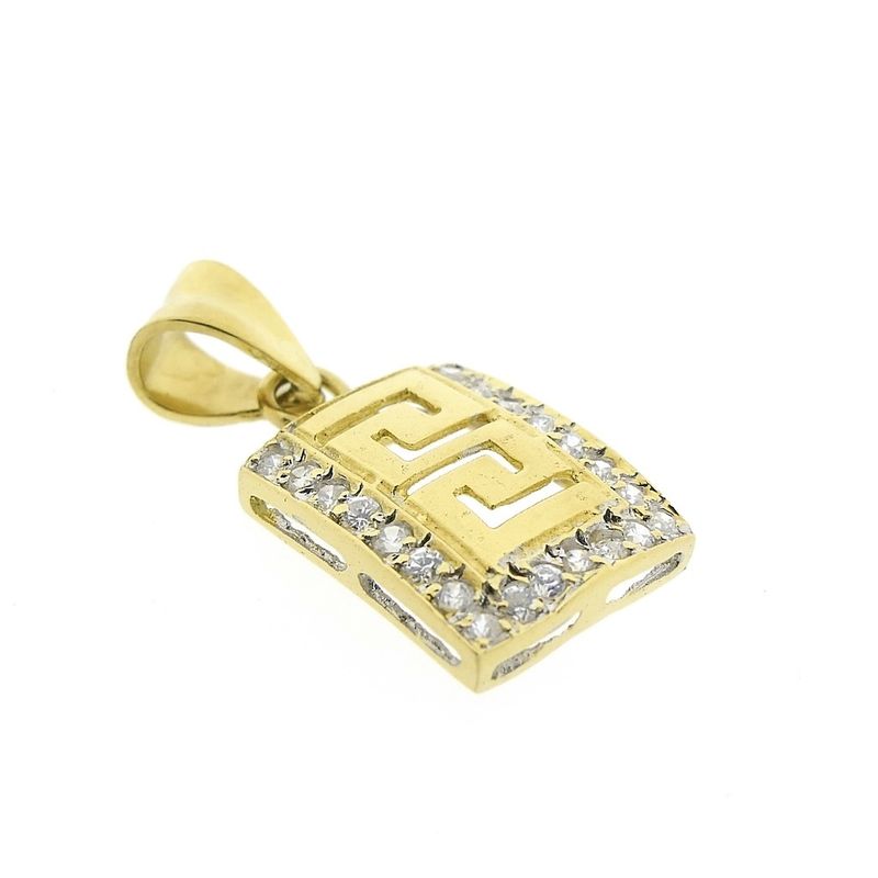 Image 3 of Gold pendant with meander pattern and zirconia