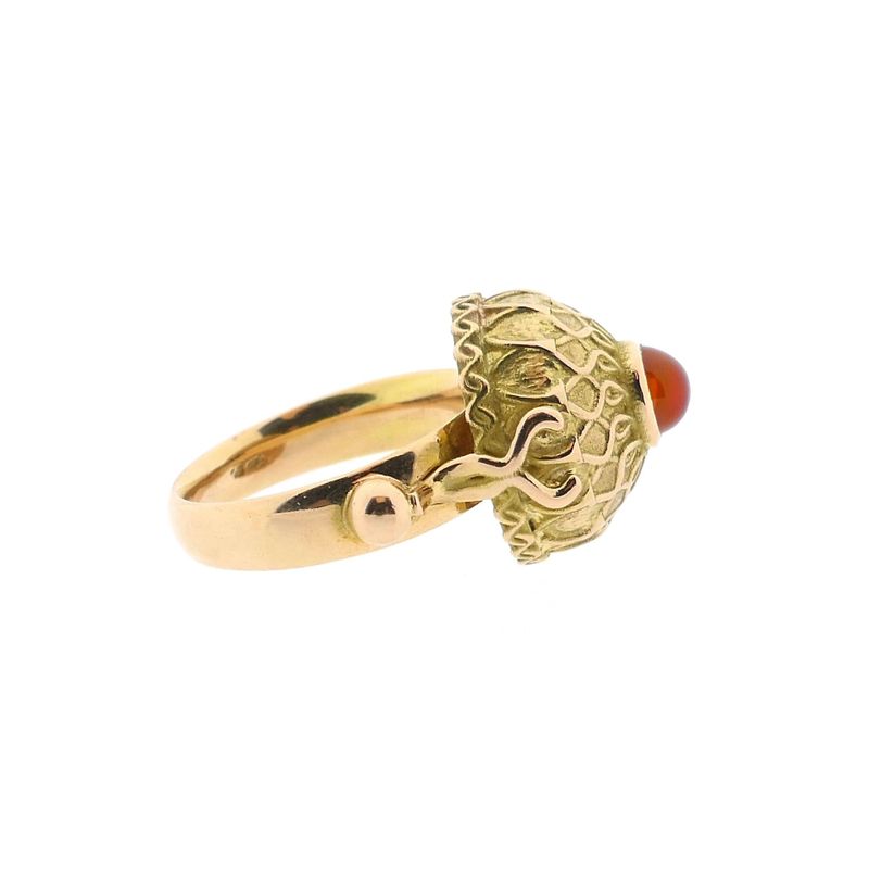 Image 5 of Vintage two-tone gold ring with carnelian