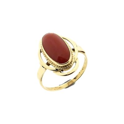 Image 1 of Vintage Gold Ring with Blood Coral