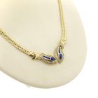 Image 2 of Gold flat gourmet link necklace with synthetic sapphire and zirconia