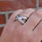 Image 11 of 18K White Gold Crossover Ring with Diamonds