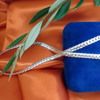 Image 2 of Silver flat gourmet link chain | 50 cm