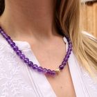 Image 7 of Amethyst bead necklace with gold clasp; Antique | 52 cm