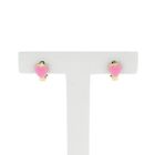 Image 1 of Gold heart-shaped stud earrings with pink enamel | Arpas