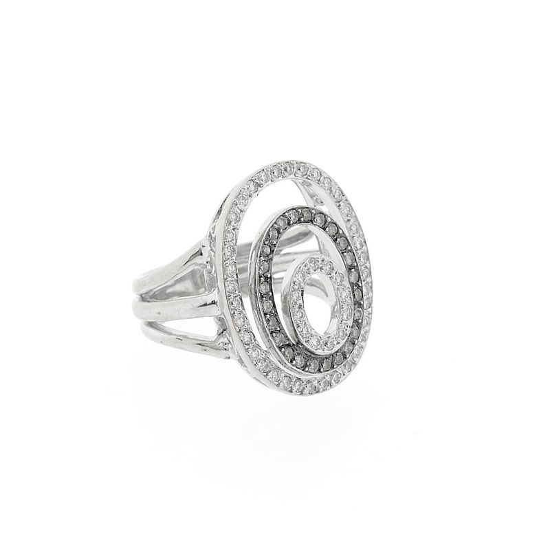 Image 3 of White gold ring with white and champagne diamonds; 0.72 ct.