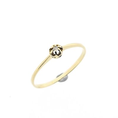 Image 1 of Gold solitaire ring with diamond; 0.01 ct.