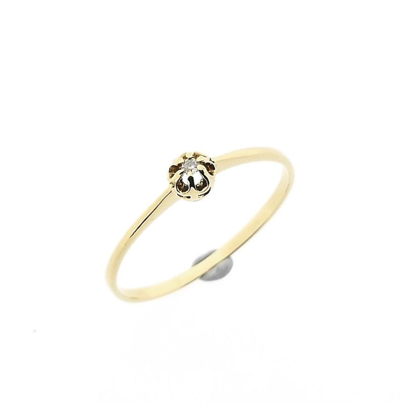 Image 1 of Gold solitaire ring with diamond; 0.01 ct.