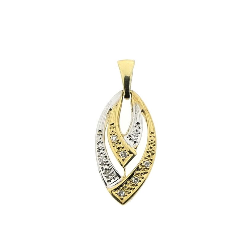 Image 1 of Two-tone gold pendant with diamonds; 0.06 ct.