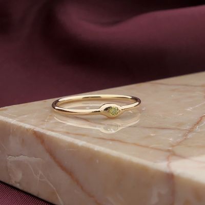 Image 2 of Rose gold solitaire ring with yellow diamond; 0.04 ct.