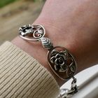 Image 12 of Antique silver bracelet with floral design; Art Nouveau | 22.5 cm