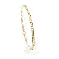 Gold closed Figaro link bracelet | 20 cm