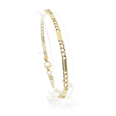 Image 1 of Gold closed Figaro link bracelet | 20 cm