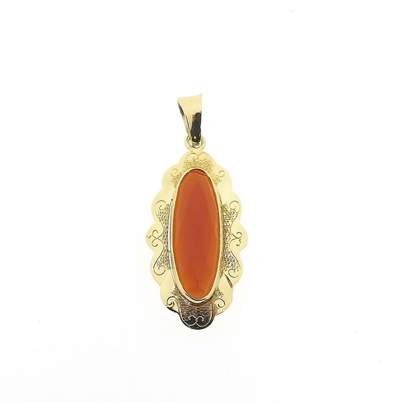 Image 1 of Vintage gold pendant with carnelian