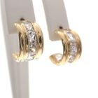 Image 3 of Gold semicircular stud earrings with alliance zirconia