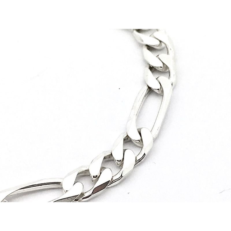 Image 2 of Silver bracelet; Figaro link | 21 cm