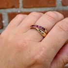 Afbeelding 10 van Gouden crossover ring met robijn 