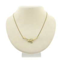 Gold gourmet link necklace with fixed pendant | 42 cm | Zirconia