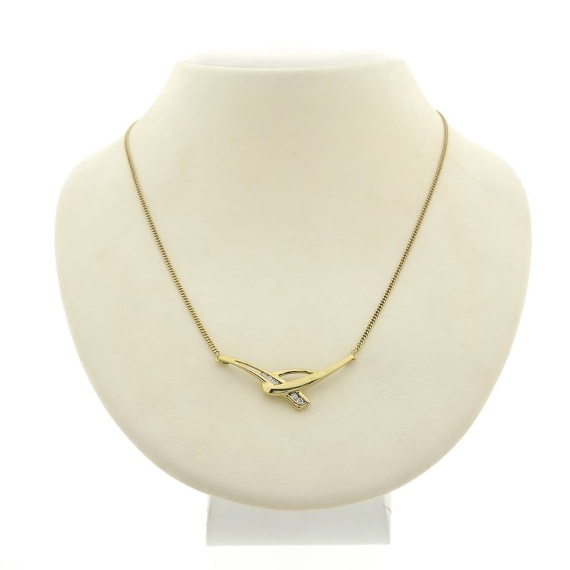 Image 1 of Gold gourmet link necklace with fixed pendant | 42 cm | Zirconia