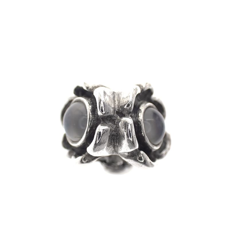 Image 3 of Pandora charm; Silver; Silver Flower Charm with moonstones