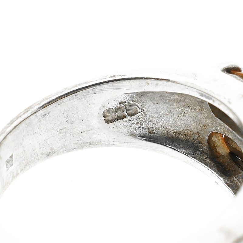 Image 5 of Biba silver ring with orange zirconia stones.