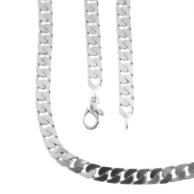 Image 1 of Silver flat gourmet link chain | 50 cm