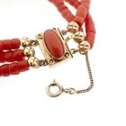 Image 8 of Red coral bead bracelet with gold clasp; Antique | 18 cm
