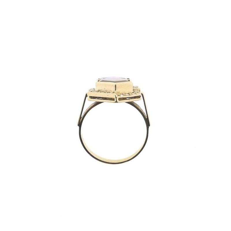 Image 7 of Vintage gold ring with citrine, amethyst and diamonds; 0.20 ct.