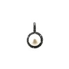 Image 1 of Black gold pendant with pearl and diamonds in black and white 0.73 ct.