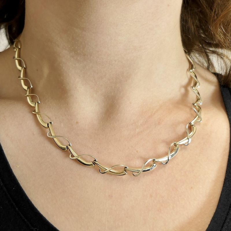 Image 10 of Two-tone gold fantasy link necklace | 45.5 cm