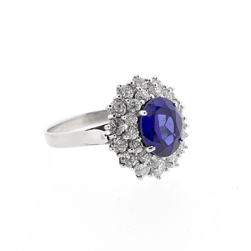 Image 5 of 18 carat white gold cocktail ring with zirconia and sapphire