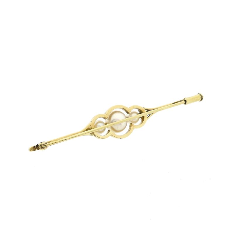 Image 4 of Vintage Gold Brooch with Cultured Pearls