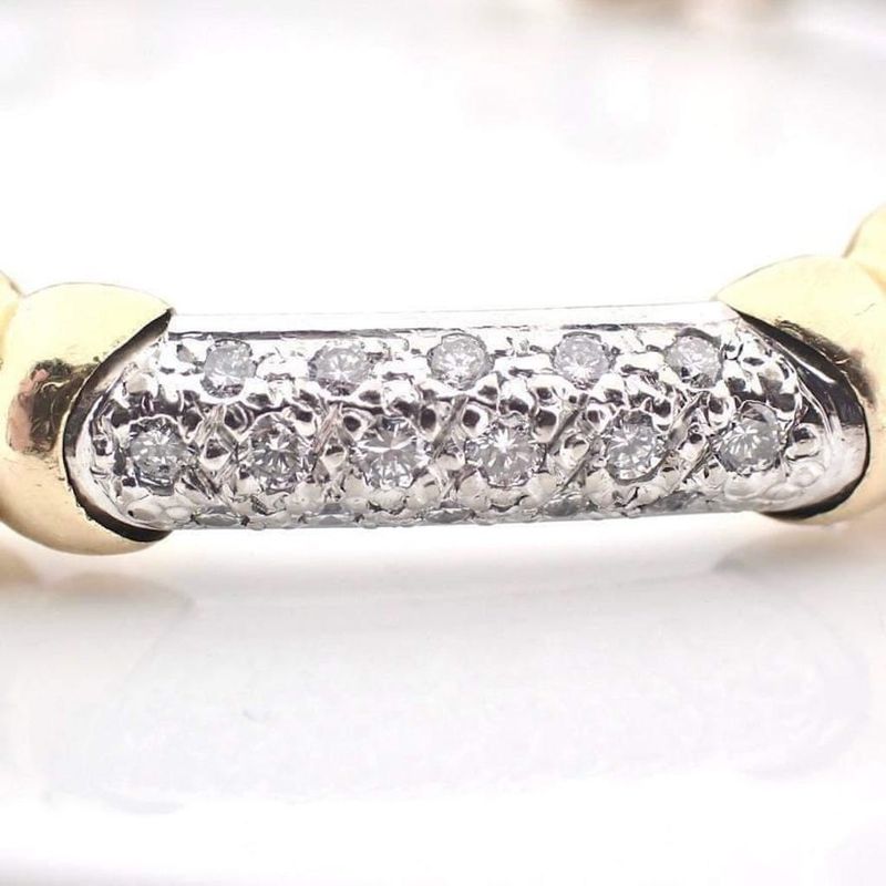 Image 3 of Two-tone gold fantasy link bracelet with diamonds; 2.85 ct.