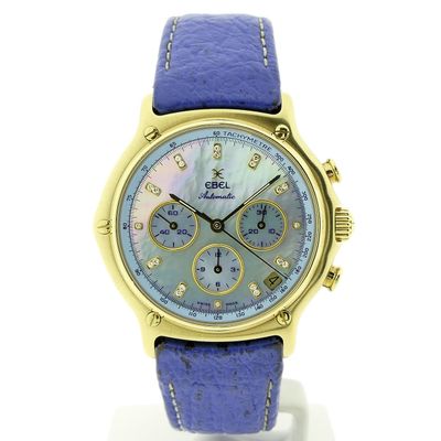 Image 1 of Ebel 1911 El Primero Chronograph; 18k gold watch with mother-of-pearl dial and diamonds