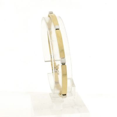 Two-tone gold bar link bracelet | 18.5 cm Image 1 of Two-tone gold bar link bracelet | 18.5 cm