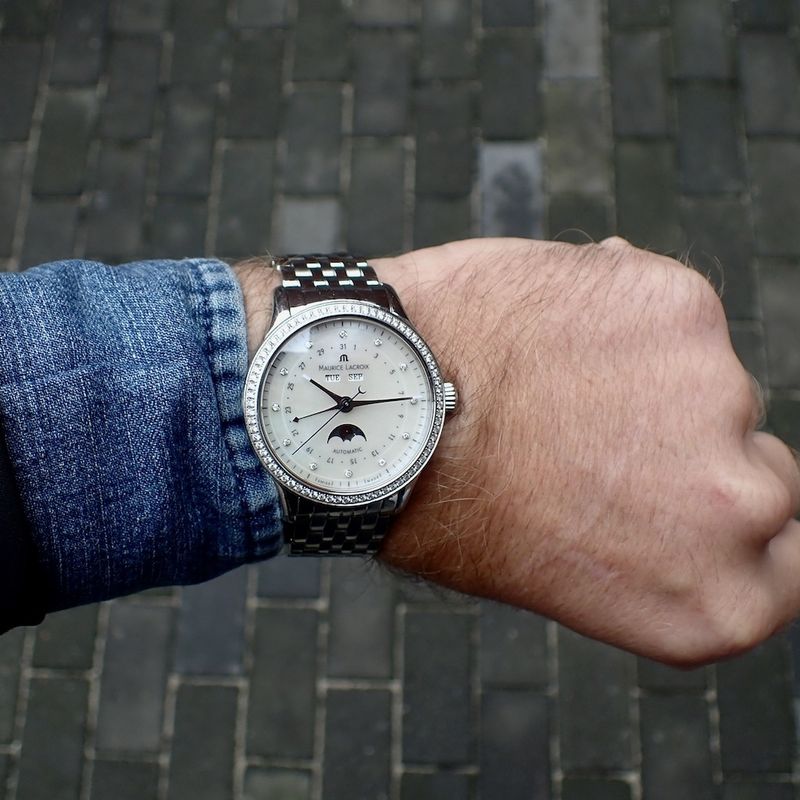 Image 8 of Maurice Lacroix Les Classiques Moonphase; Automatic watch with diamonds