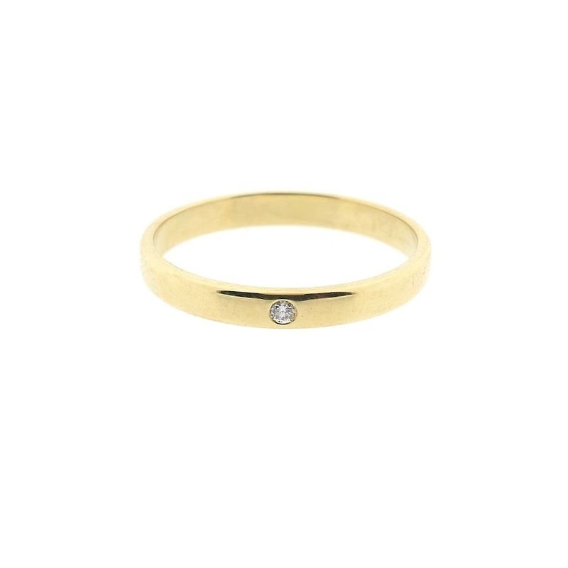 Image 3 of Gold (wedding) ring with diamond; 0.015 ct.