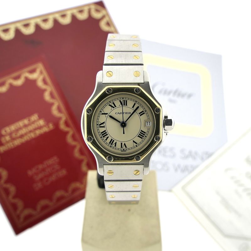 Image 11 of Cartier Santos Octagon 187903; Gold/steel ladies' watch