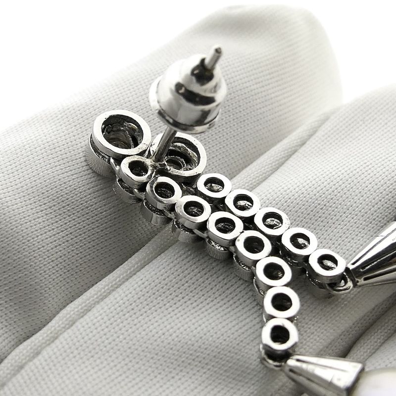 Image 7 of White gold entourage earrings with pearl and diamonds; 1.18 ct.