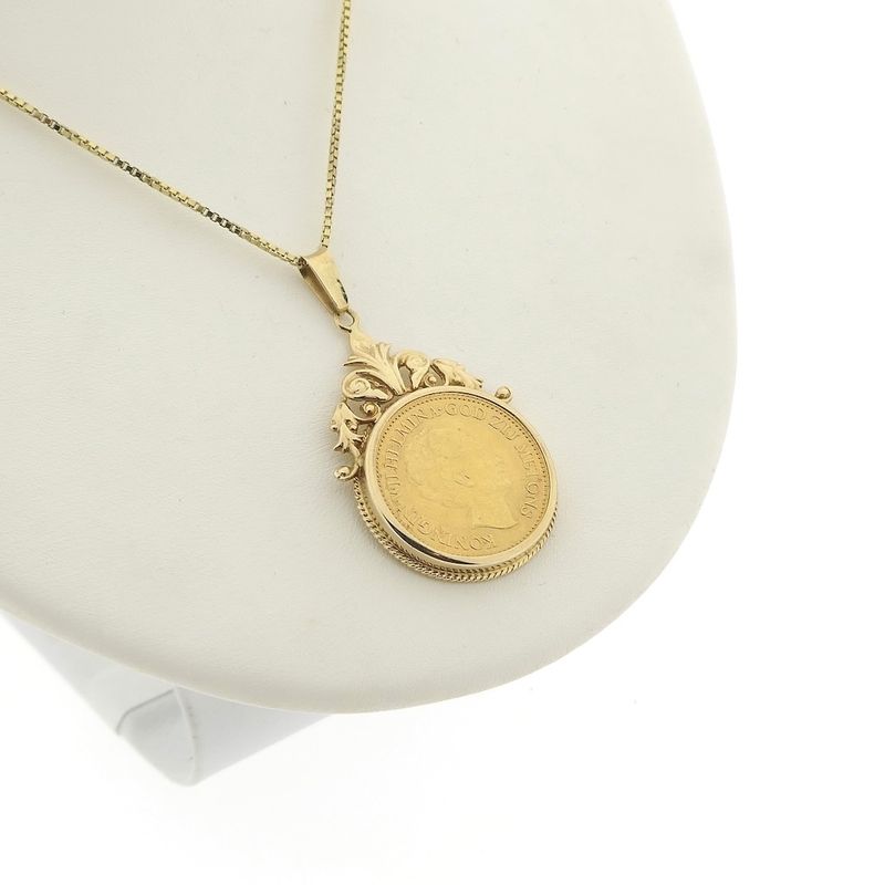 Image 3 of Gold pendant of 10 guilder coin Queen Wilhelmina 1925