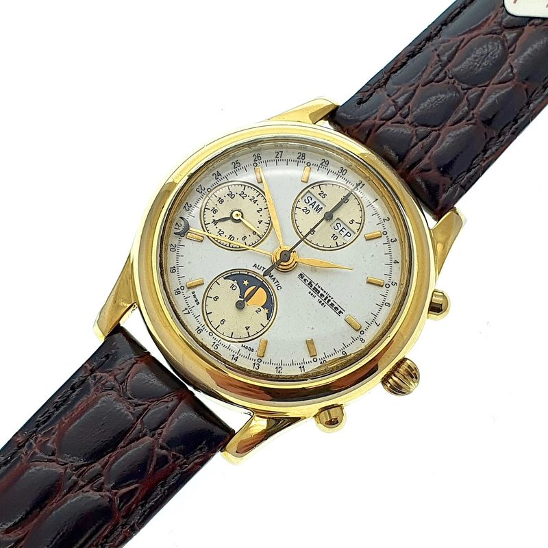 Image 11 of Schmeltzer Triple-calendar; Automatic men's watch with chronograph and moon phase