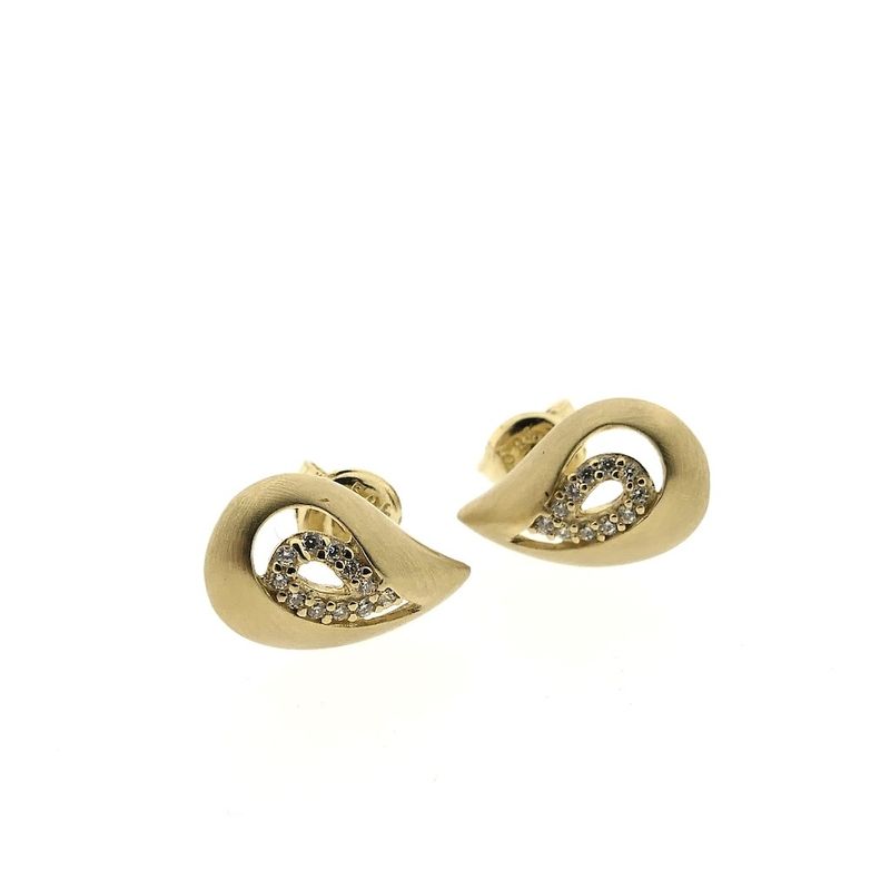 Image 4 of Gold stud earrings with zirconia